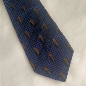 Valentino Blue and Brown Silk Tie with Textured Pattern